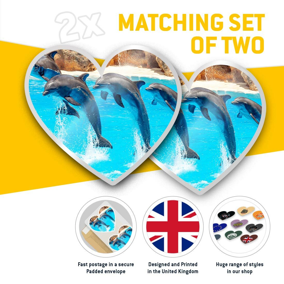 2 x Heart Stickers 7.5 cm - Jumping Dolphins Dolphin #12949 | eBay