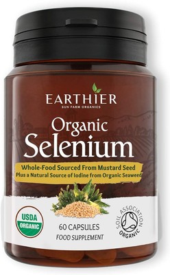 Organic Selenium 200mcg Iodine Silica Contributes Normal Thyroid Immune USDA UK