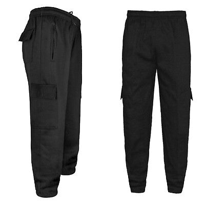 Childrens Kids Plain Black Jogger Elastic-Ankle 5 Pocket Cargo Pants 2 ...