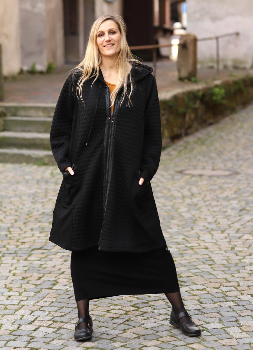 Lily Sweatmantel Sweatmantel Mit Kapuze GOZZIP Lagenlook SWEAT