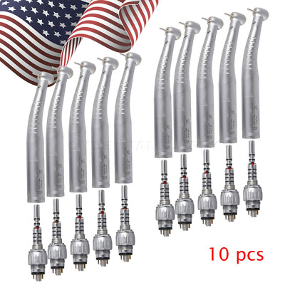 10 Dental High Speed Fiber Optic Handpiece 6Hole Quick Coupling fit KaV Coupler