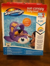 SwimWays Sun Canopy Baby Boat, Penguin 9-24 Months