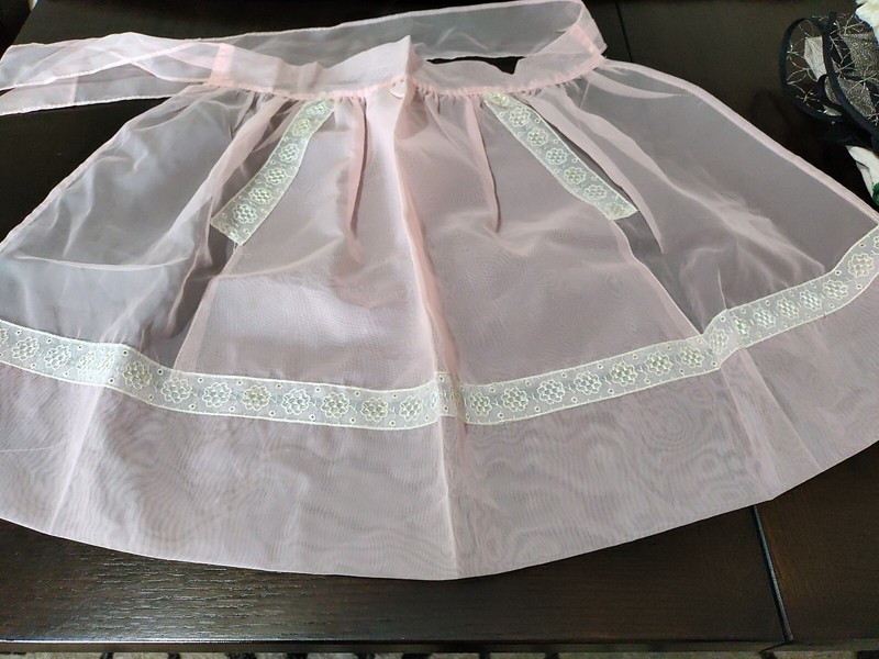 Vintage 50's Pink Sheer Organza Apron