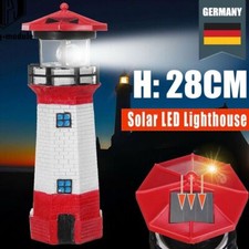 LED Solar Leuchtturm 360° Drehbar Leuchtfeuer Gartendekoration Lampe Solarlicht