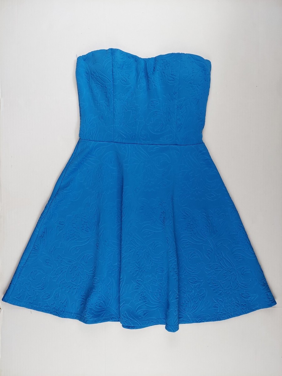 Blue Skater Dress Strapless Cocktail Dress Small Sweetheart Neckline Fit... Blue Skater Dress Strapless Cocktail Dress Small Sweetheart Neckline Fit...