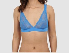 80 Cosabella Women's Atlantic Blue Lace Ombre V-Neck Wireless Bra Size P