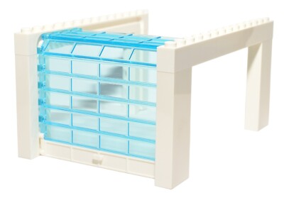   Lego weiße Garagenmontage mit Schiebetür transparent blau Rollläden