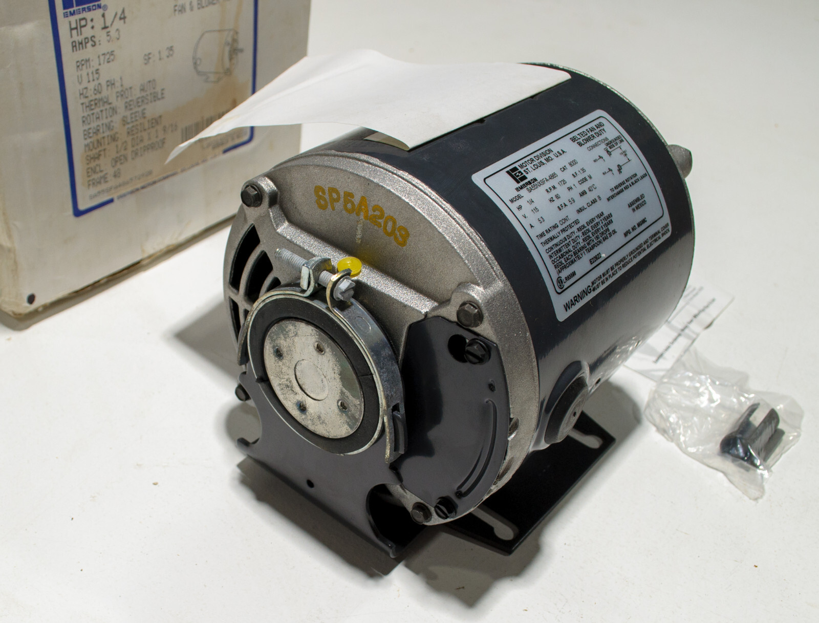 Emerson 8000 Motor SA55NXSFA4865 1/4 HP 1725 RPM 115v 60Hz 5.3A eBay
