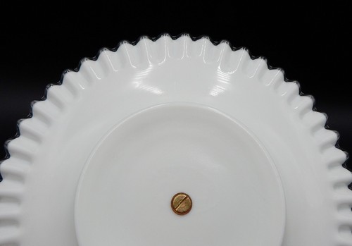 Fenton Silver Crest Milk Glass Tidbit Tray Platter Ruffle Crimped Edge 12 Inch - Picture 9 of 13