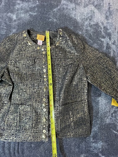 Ruby Rd Gold & Black 3/4 sleeve Jacket with embellishments & pockets Size 10 NWT - Picture 3 of 9