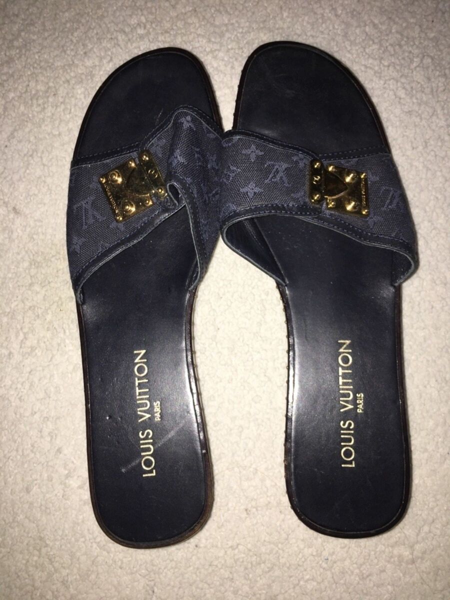 Usado Louis Vuitton Preto Sandálias de Madeira Sapatos Slide Tamanho 9 1/2  EUA
