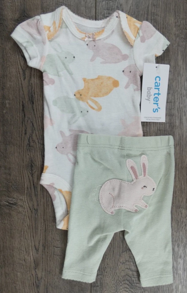 Baby Girl Clothes New Carter's Preemie 2pc Bunny Rabbit Outfit