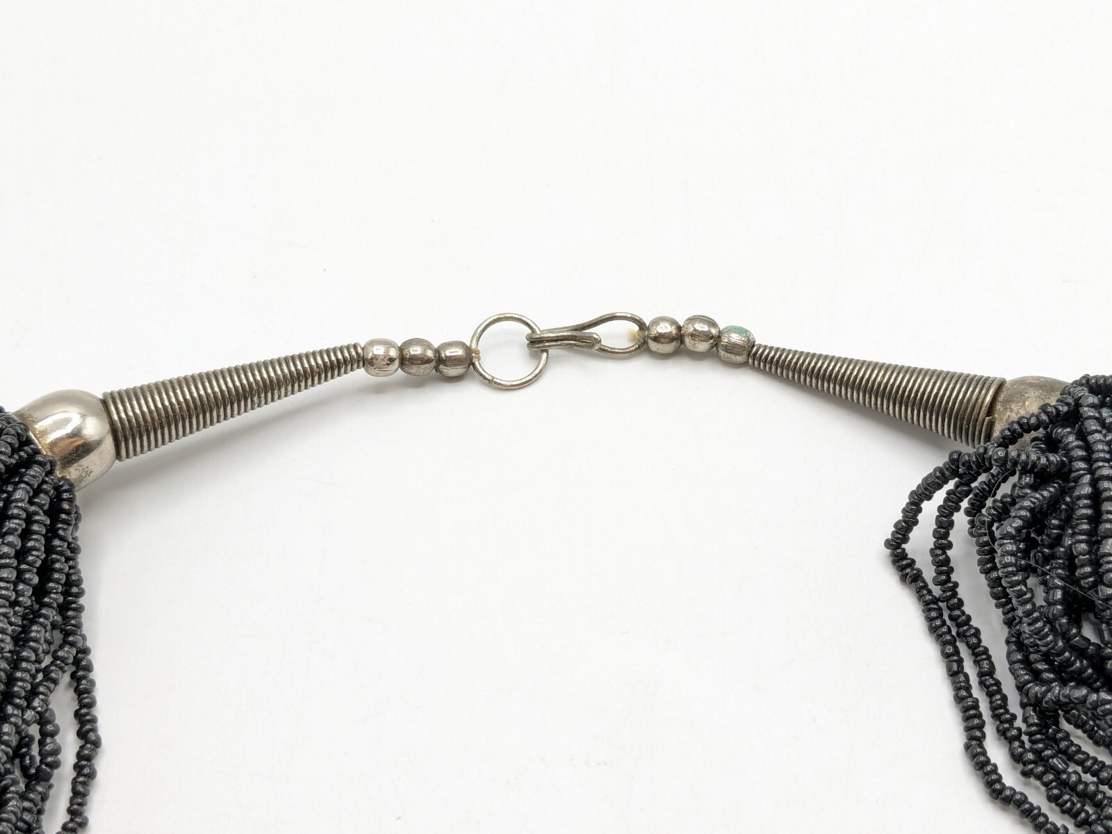 Black Multi Strand Seed Bead Statement Silver Ton… - image 8