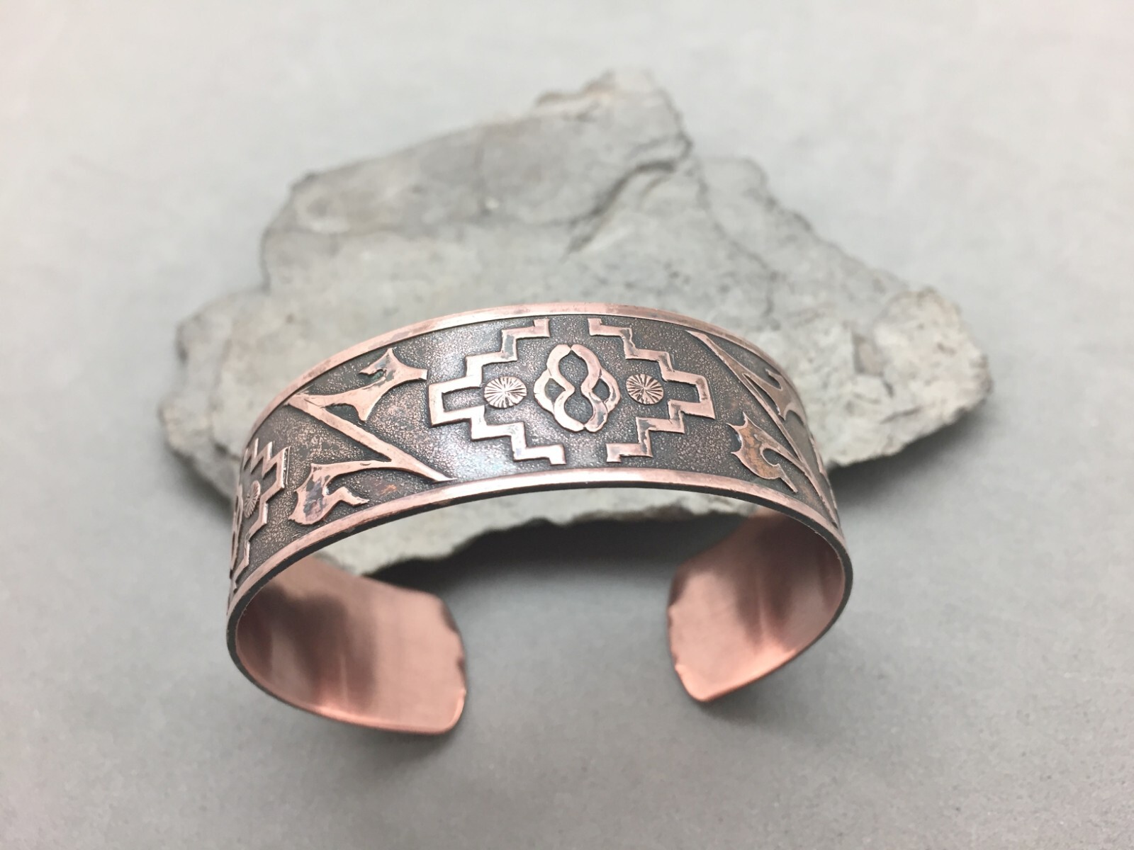 Genuine Solid Copper Cuff Bracelet Medium Pattern… - image 3