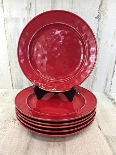 Pottery Barn Cambria Red 6 Dinner Plates Portugal
