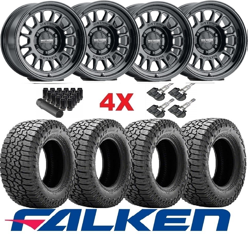 MR318 FIT TRD BLACK METHOD WHEELS RIMS TIRES 285 70 17 FALKEN