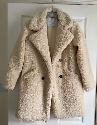 TU Sainsburys Teddy Borg 3/4 Length Jacket Coat Cream Kids Age