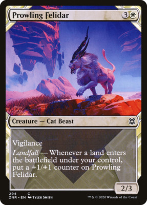 x4 Prowling Felidar ZNR MTG Zendikar Rising 294 COMMON SHOWCASE EXTENDED  4x