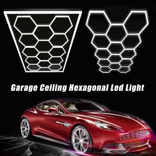 14 Grid Hexagon LED Lighting Detailing Garage Workshop Retail Car Showroom