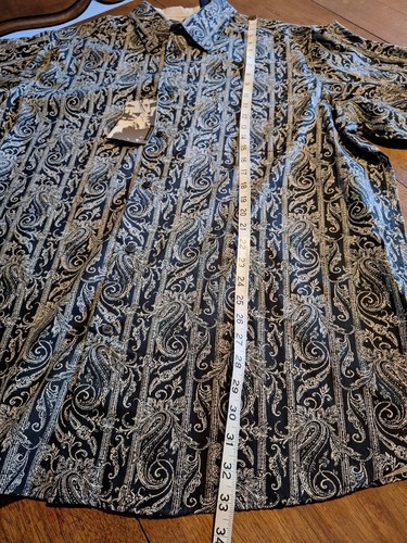 Structure NWT Paisley Floral Print Button Up Shirt Long Sleeve Vintage Men's XXL - Picture 12 of 14