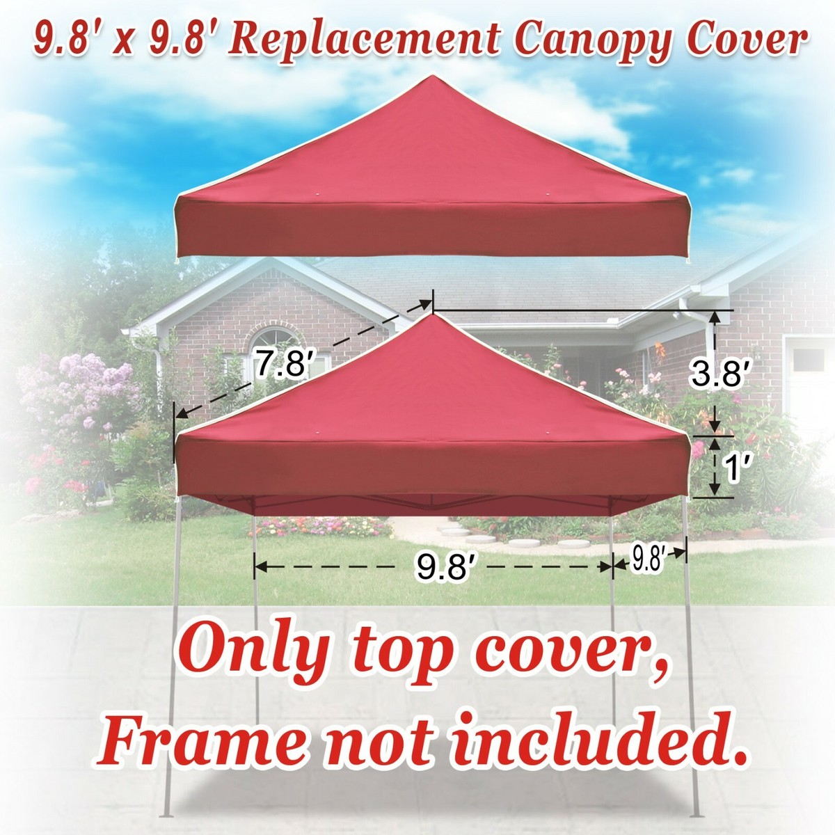 Replacement Canopy ONLY for 10x10' Pop Up Folding Tent Top Gazebo Sunshade  Cover