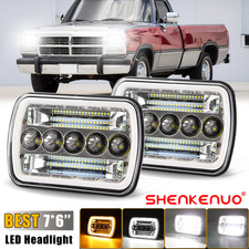 5X7" 7x6" LED Headlight Halo DRL For Dodge Ram 50 D150 D250 D350 W150 W250 W350