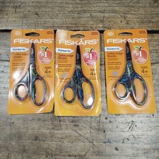 THREE Fiskars Safety-Edge Blade Scissors Pointed Tip 5" Ages 4 NEW School
