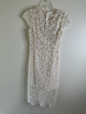 Snidel Pearl Rhinestone Cream Floral Lace Dress Concealed Back Zipper Sz  Medium | eBay
