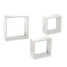 SET 3 PENSILI QUADRATI IN LEGNO DA PARETE IN TRE MISURE BIANCO LEGNO