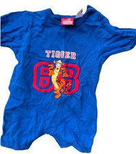 VTG 90s Y2K Disney Winnie the Pooh Romper Blue Tigger Baby 12M Rare