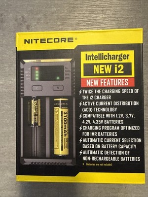 Nitecore NEW i2 Intellicharger Ladegerät Li-Ion & Ni-MH Akkus mit Display Neu