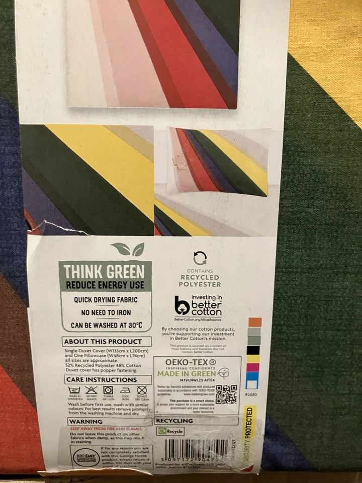 MULTICOLOURED REVERSIBLE SINGLE DUVET COVER BNWT ONLY £7.99 - Image 4 of 4