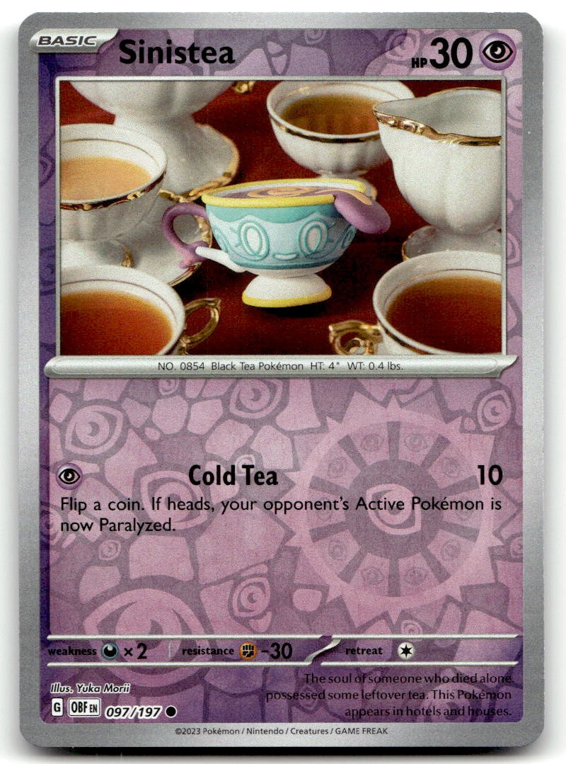 Sinistea 097/197 Common SV03: Obsidian Flames Pokemon Reverse Holofoil Near Mint