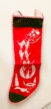 1930's Vintage Christmas stocking 16" long folded plastic with felt covering.