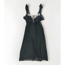 Linea Donatella Womens Ruffled Sleeveless Nightgown Sleepwear Black Size XL NWOT