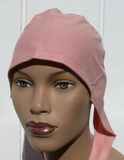 Conservative Turban Cap Hijab SALMON Cotton Tie Back Bonnet