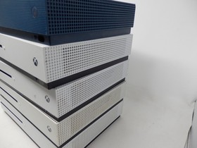 Lot of 5 Microsoft Xbox One S Model 1681 White Blue Consoles For Parts or Repair