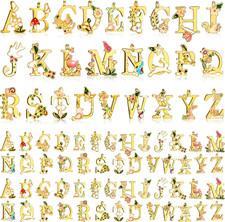 78 Pieces Initial Alphabet Letter Charms A-Z Letter Pendant Flower Styles Alphab