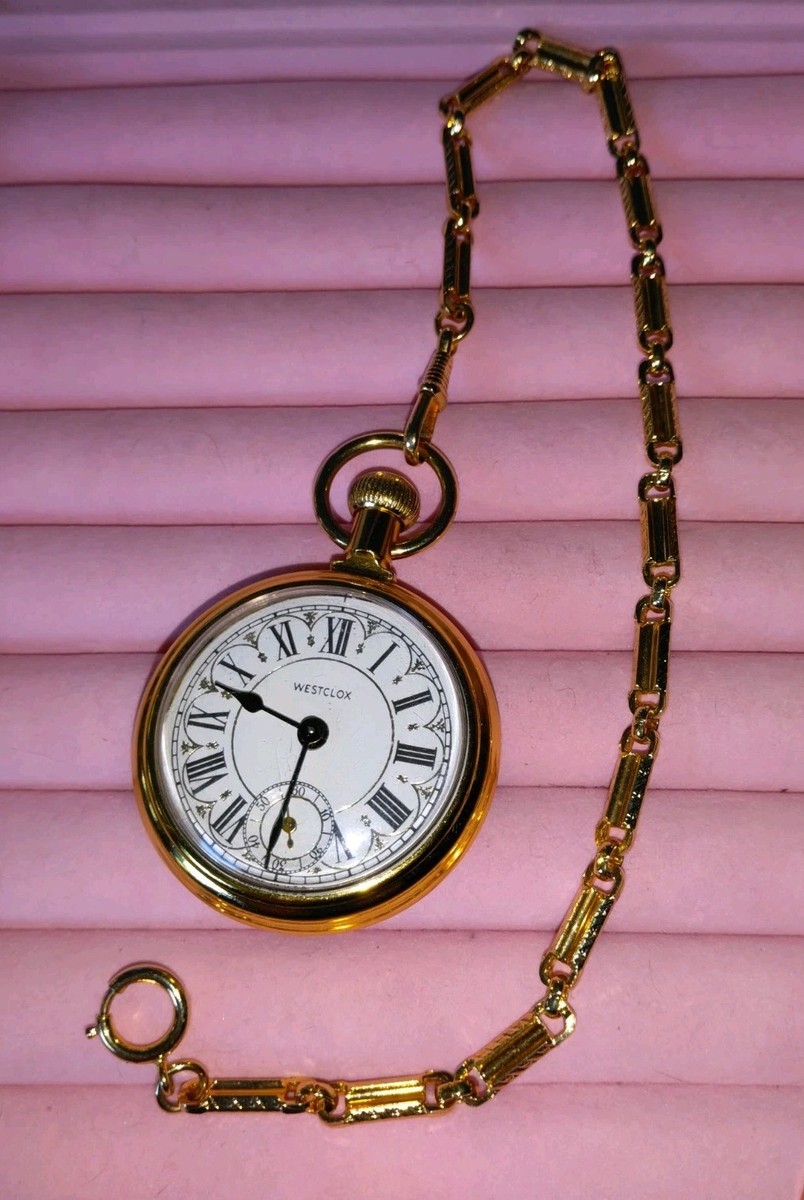 VINTAGE WESTCLOX TRAIN POCKET WATCH & 13