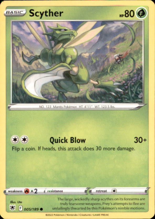 Pokemon Scyther 5/189 Astral Radiance Non-Holo 3 Card Lot