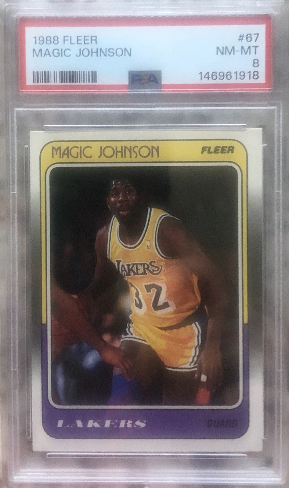 1988 Fleer Basketball #67 Magic Johnson PSA 8 NM/MT