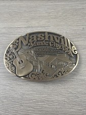 Nashville Music City USA Solid Brass Belt Buckle by Award Design Medals