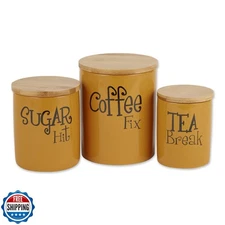 DII Kitchen Accessories Retro Collection, Ceramics, Canister Set, Honey, 3 Pi