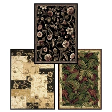 Contemporary Black Multi Floral 5x8 Persien Blocks Area Rug -Actual 5' 2"x7' 2"
