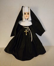 Vintage MCM Catholic Nun 12" Doll Whimple Veil Sleepy Eyes Christianity Decor