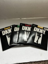 4 Vintage DKNY New Sz Large Tall Grande Pantyhose Navy 2 pr Black Porcelain
