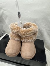 First Steps By Stepping Stones Faux Fur Tan Booties NEW Size 6 18-24 Months