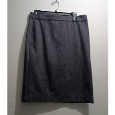 ELLE Women's Gray Black Floral Pencil Skirt Knee Length Regular Size 6