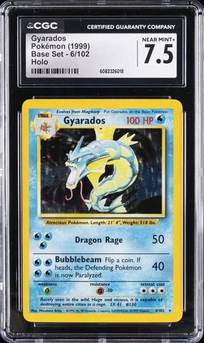 1999 POKEMON BASE SET HOLO #6/102 GYARADOS CGC 7.5