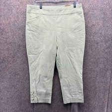 Chico's Pants Womens 12 Green Josie Slim Capri Perfect Stretch Pull On Patterned